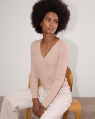 The Cardigan in Lurex Merino | Rose Gold