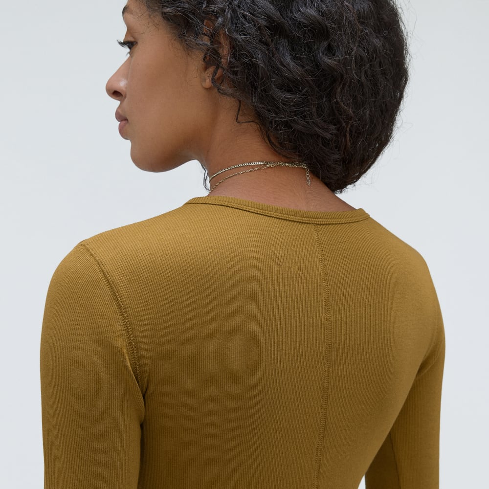 The Pima Micro-Rib Long-Sleeve Crew | Tapenade