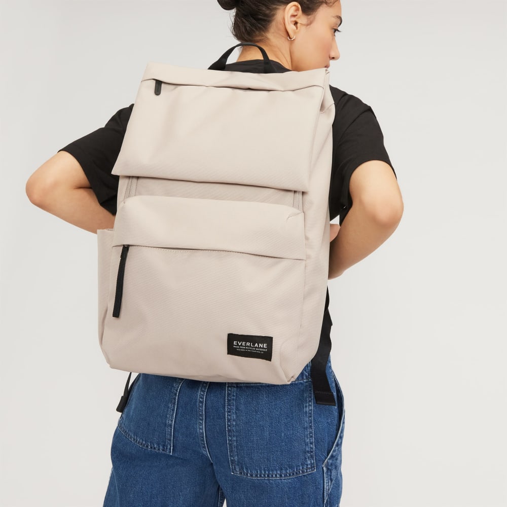 The ReNew Transit Backpack | Warm Quartz (with label)