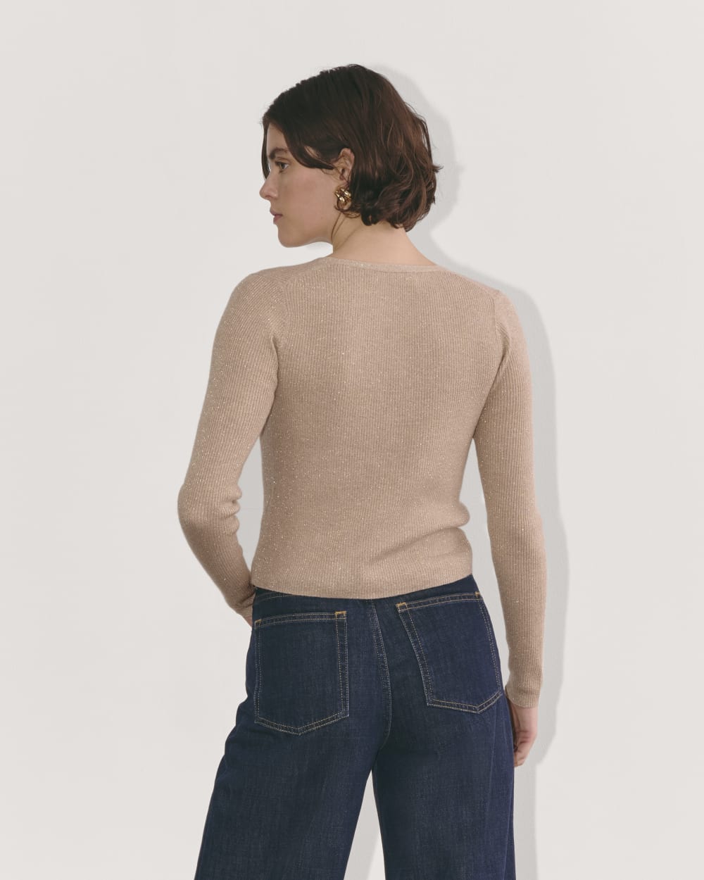 The Cardigan in Lurex Merino | Gold