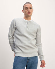 The Waffle Long-Sleeve Henley | Heathered Light Grey