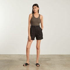 The Pima Micro-Rib U-neck Tank | Heathered Fatigue
