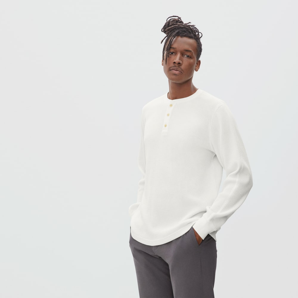 The Waffle Long-Sleeve Henley Tee | Off-White