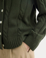 Cable Cardigan in Extrafine Luxe Merino | Dark Forest