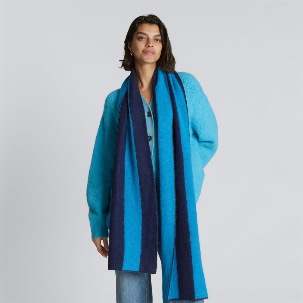 The Alpaca Patterned Scarf | Horizon Blue / Ocean Cavern