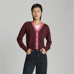 The Cashmere Cardigan | Tawny Port / Bubblegum
