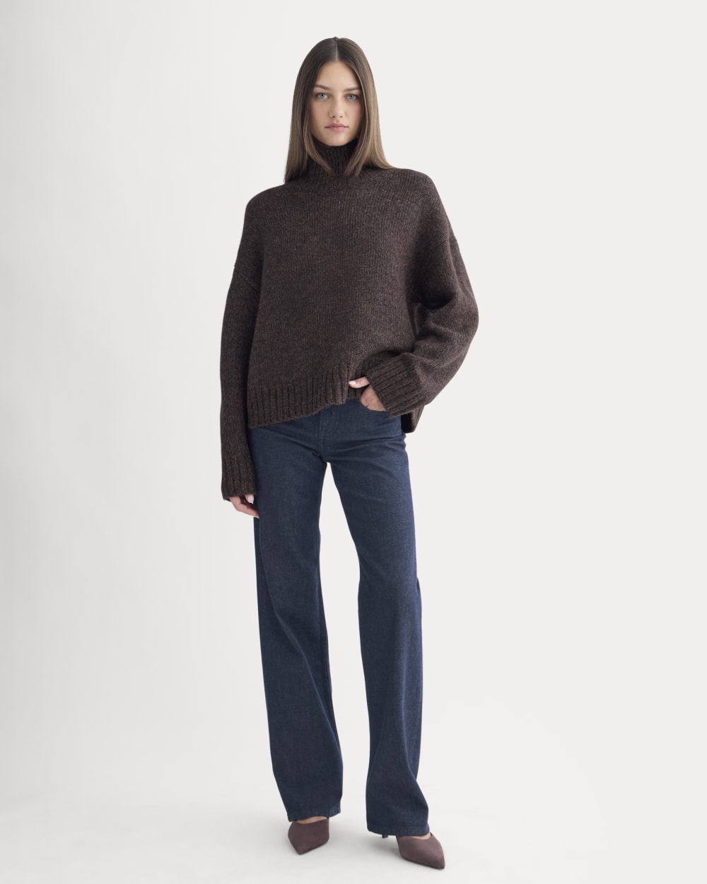 The Cloud Oversized Turtleneck | Heathered Burgundy
