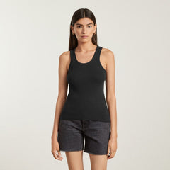 The Pima Micro-Rib U-neck Tank | Black