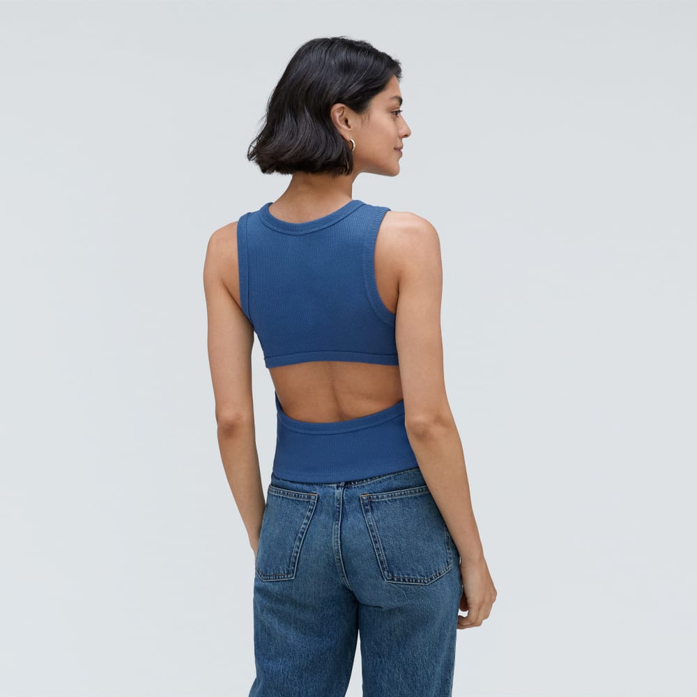 The Ribbed Cutout Tank | Deep Blue