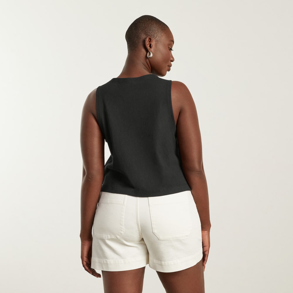 The Premium Weight Cropped Pocket Tank | Black