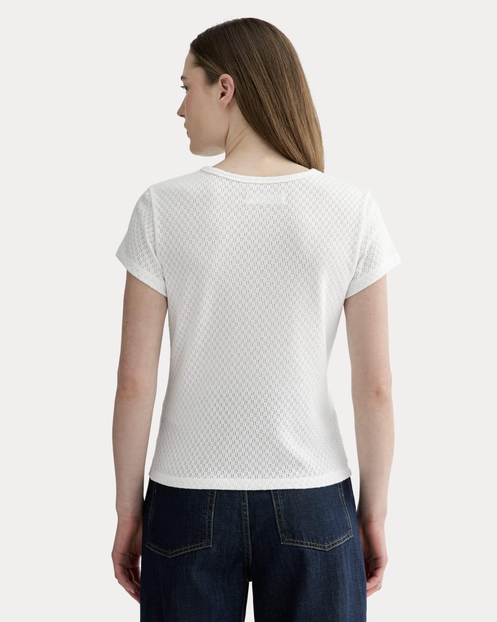 The Pointelle Short-Sleeve Tee | White