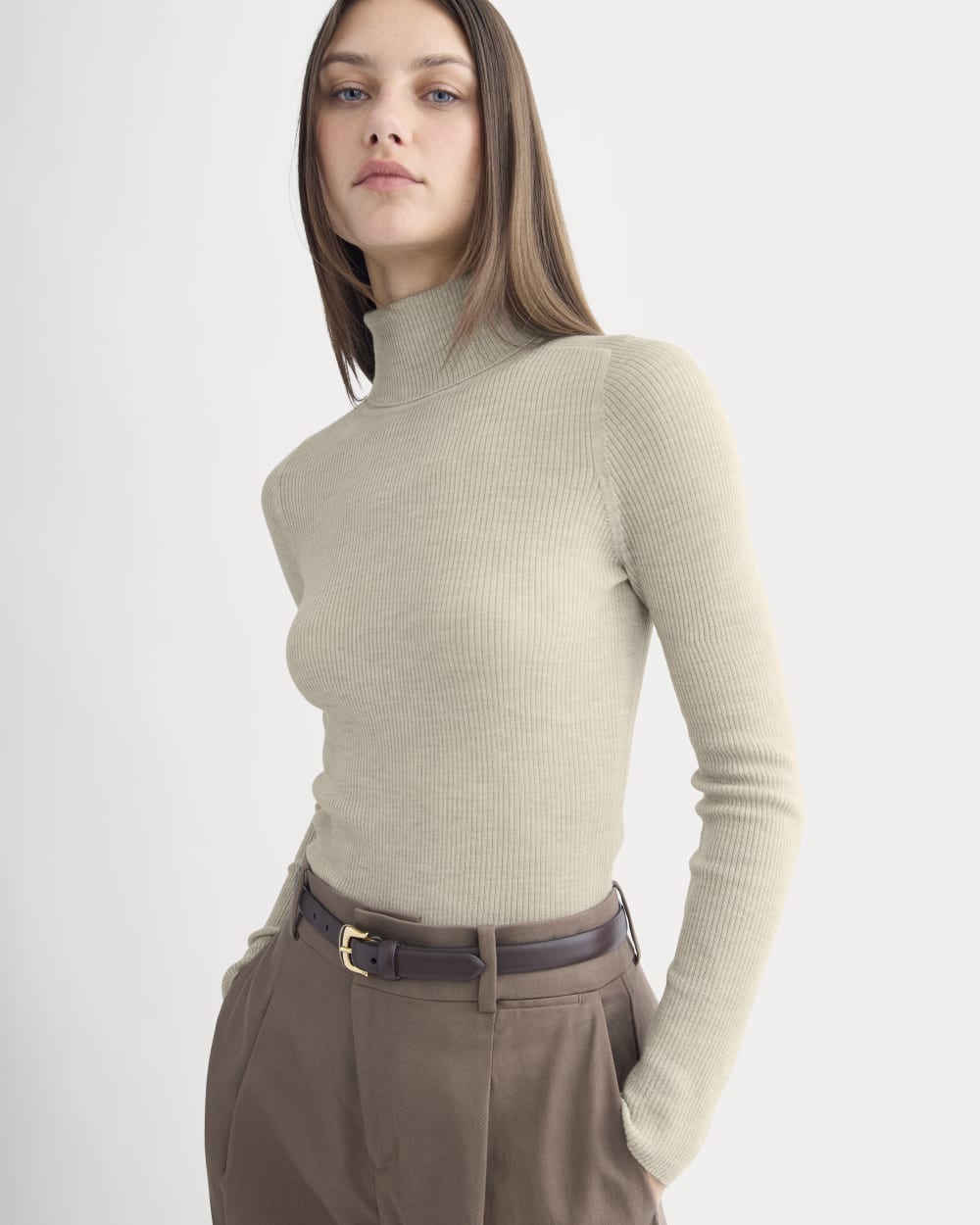 The Turtleneck in Ultrasoft Merino | Heather Oatmeal