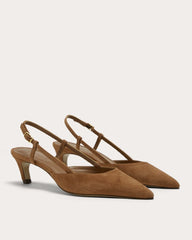 The Studio Slingback Heel | Saddle Brown Suede