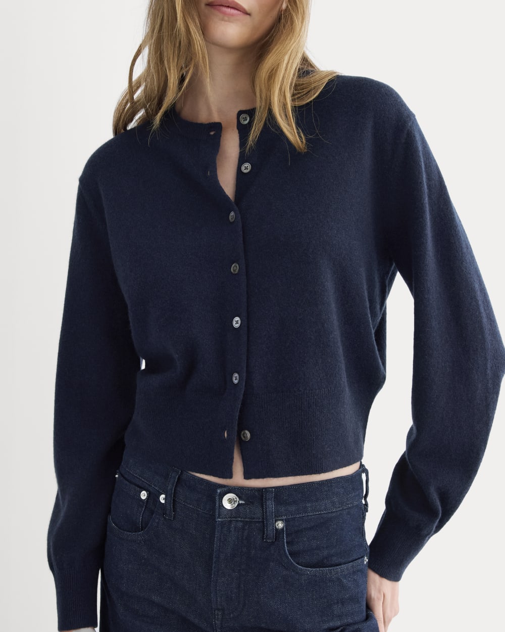 Cashmere Cropped Cardigan | Navy
