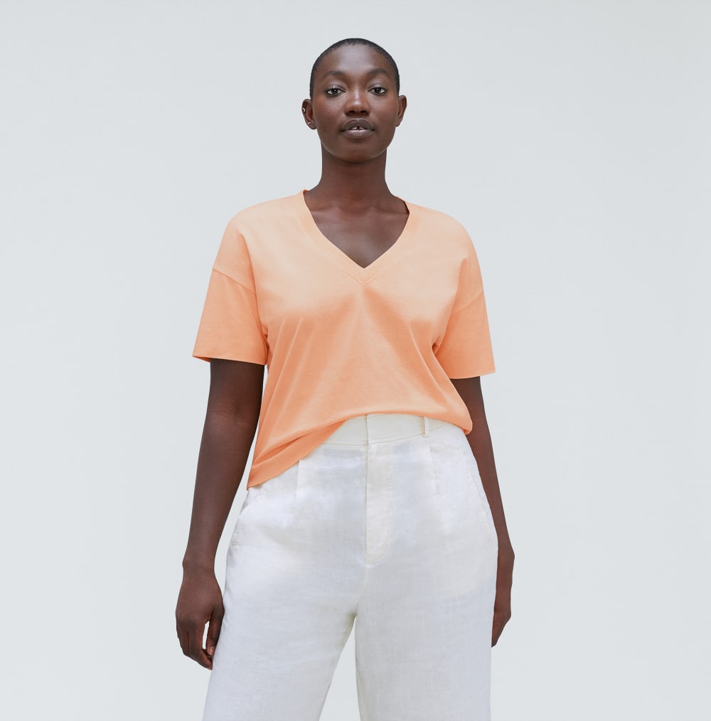 The Organic Cotton Slouchy V-Neck | Apricot