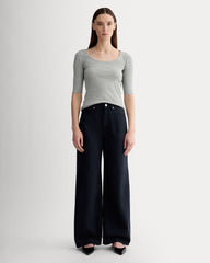 The Luxe Rib Scoop-Neck Tee | Heathered Grey