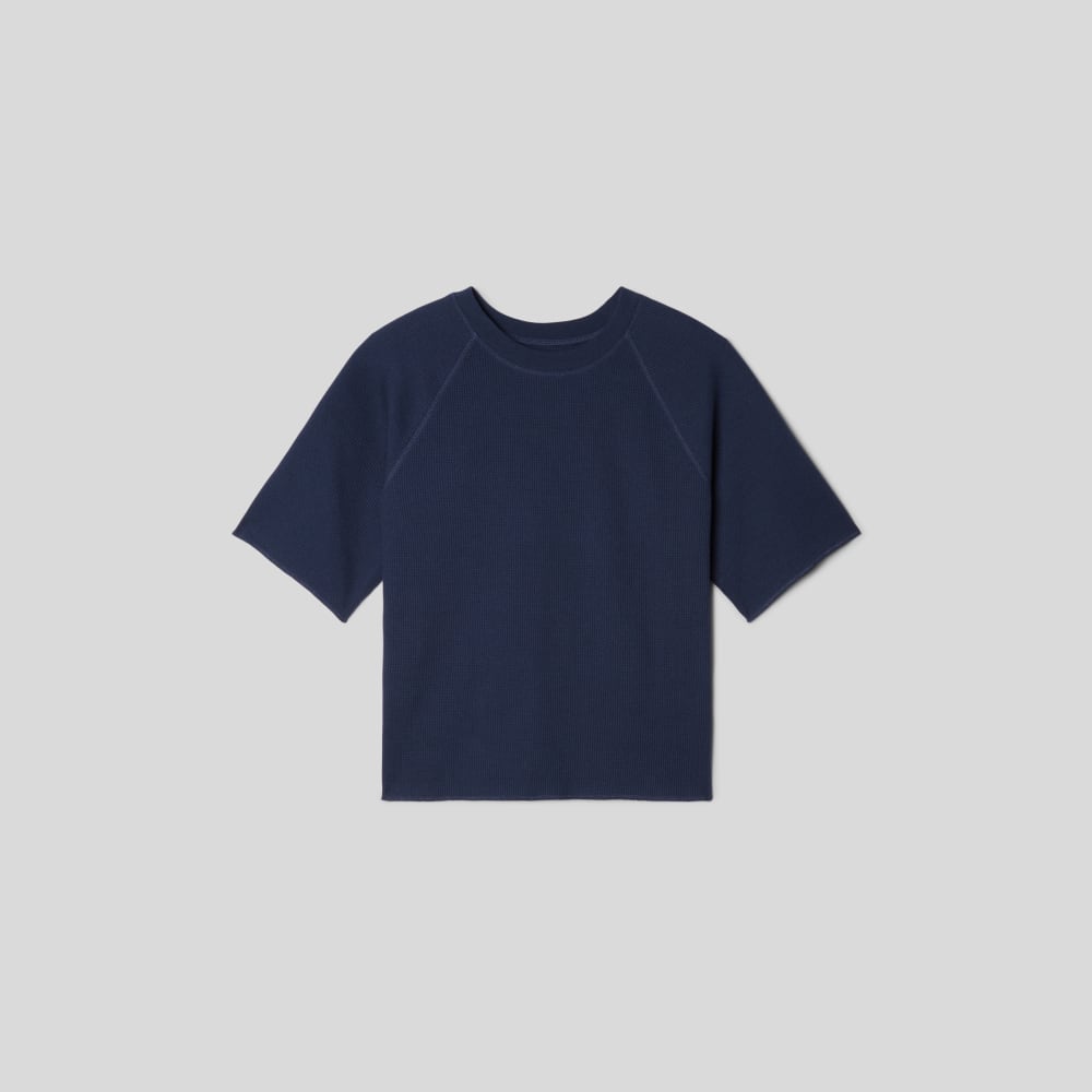 The Organic Cotton Waffle Raglan Tee | Navy