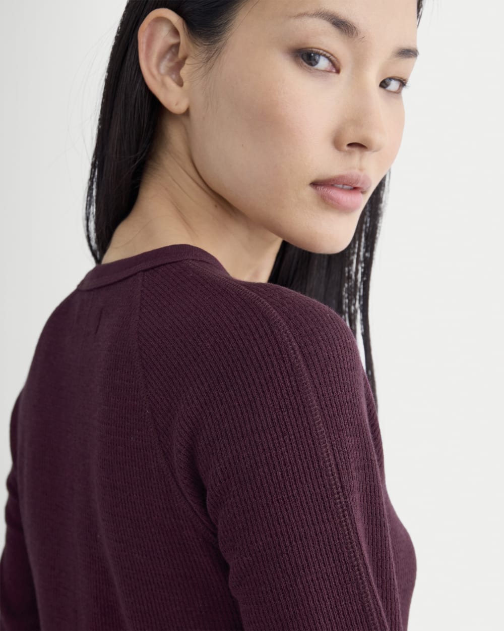 Slim-Fit Crew in Cozy Waffle | Heathered Port Royale