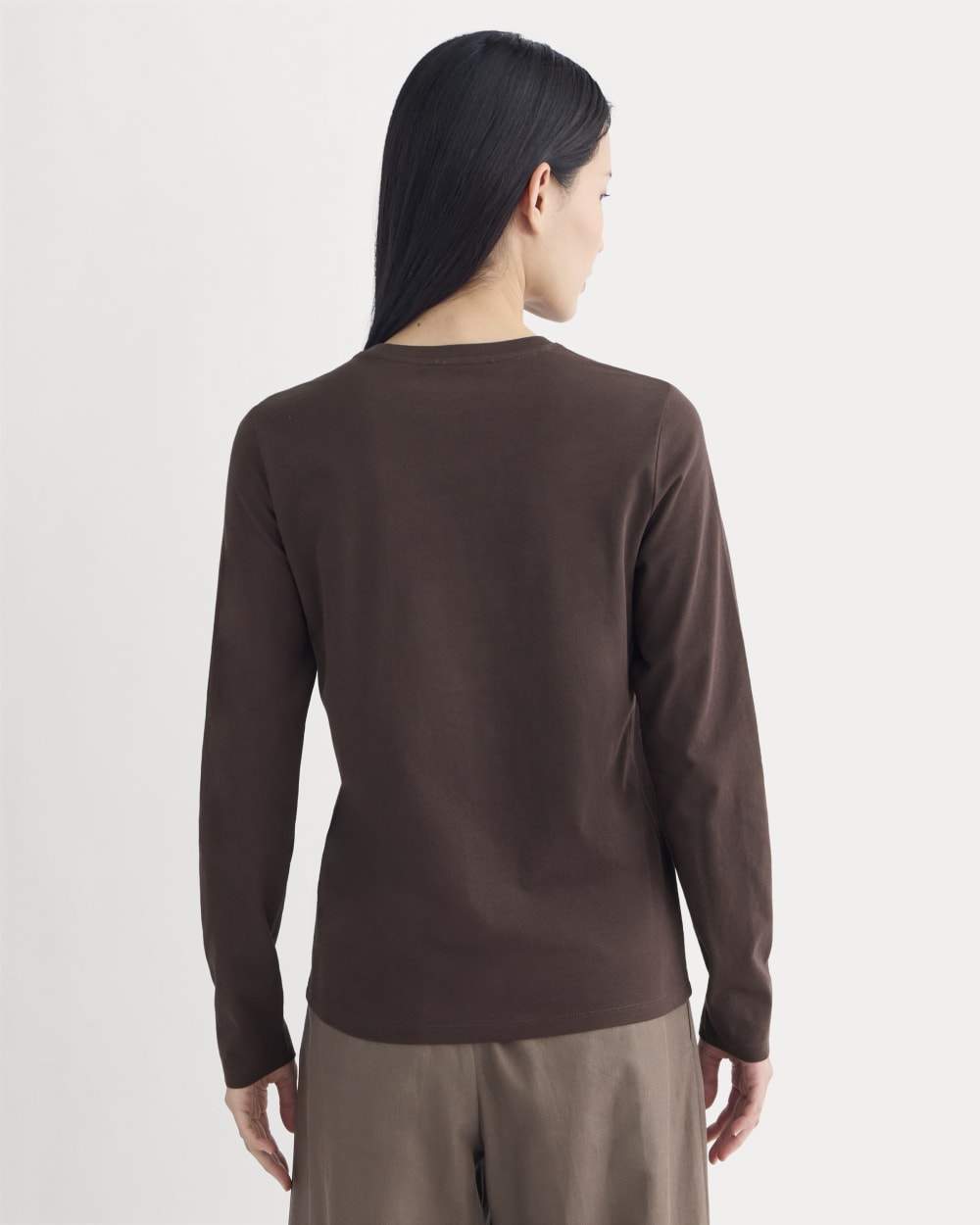 The Slim Long-Sleeve Crew in Essential Cotton | Dark Chocolate