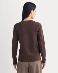 The Slim Long-Sleeve Crew in Essential Cotton | Dark Chocolate
