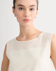 Sleeveless Top in Cotton-Silk Organza | Parchment