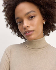 The Luxe Rib Turtleneck | Heathered Tan