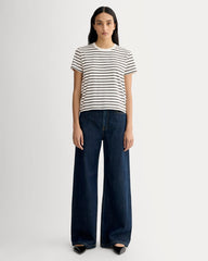 The Box-Cut Tee in Essential Cotton | Bone / Black | No Pocket