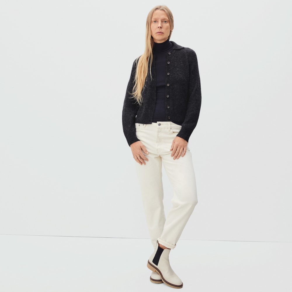 The Alpaca Collared Cardigan | Heathered Black