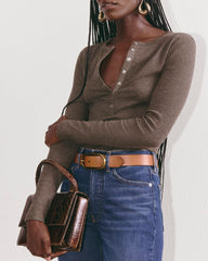 The Luxe Rib Henley | Heathered Fatigue