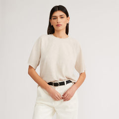 The Organic Cotton Waffle Raglan Tee | Heathered Tan