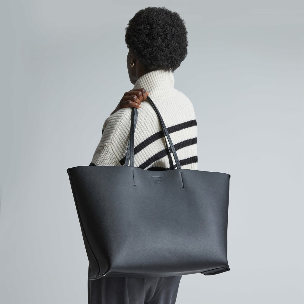 The Luxe Italian Leather Tote | Black