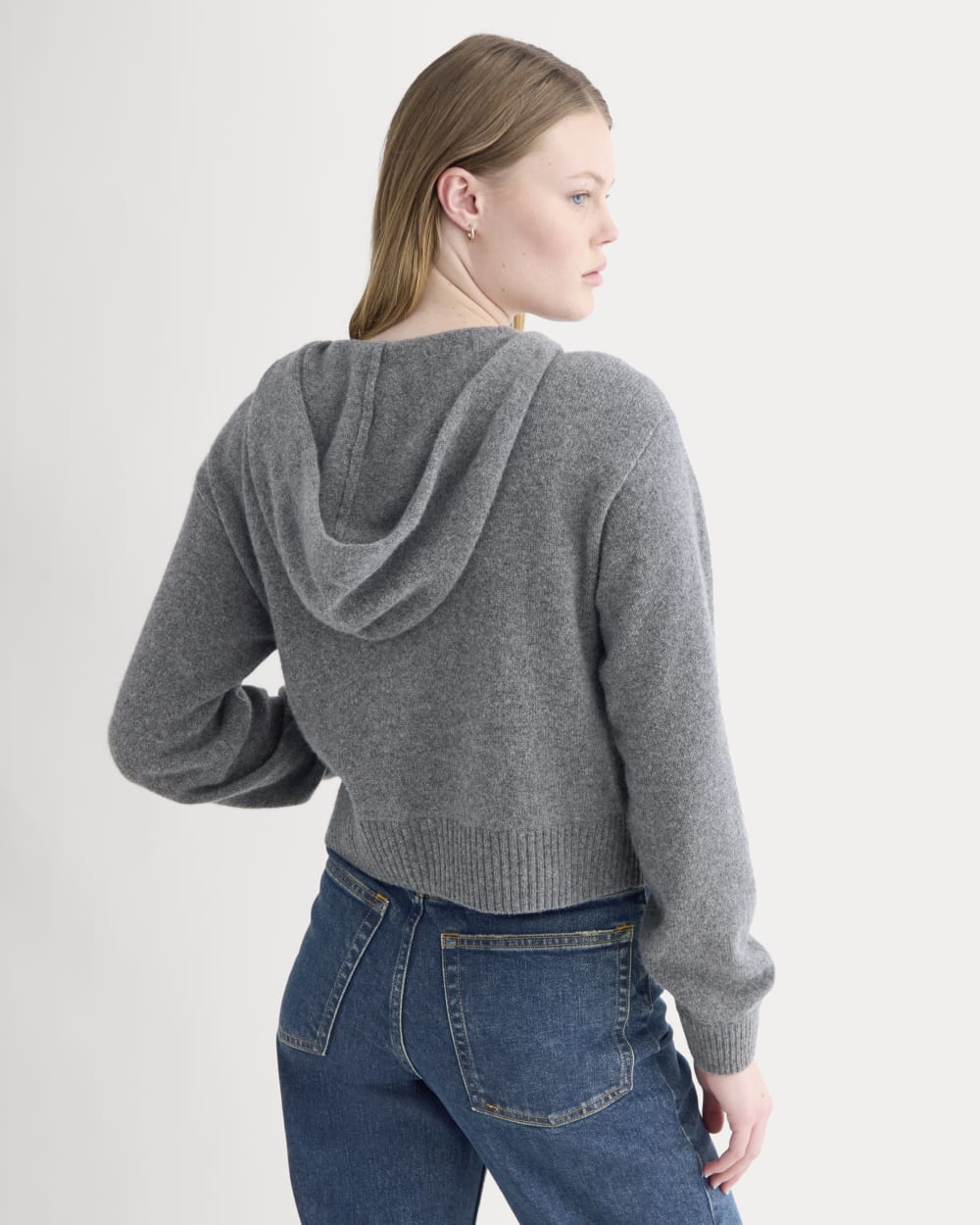 Full-Zip Hoodie in Wool Cashmere | Heather Charcoal