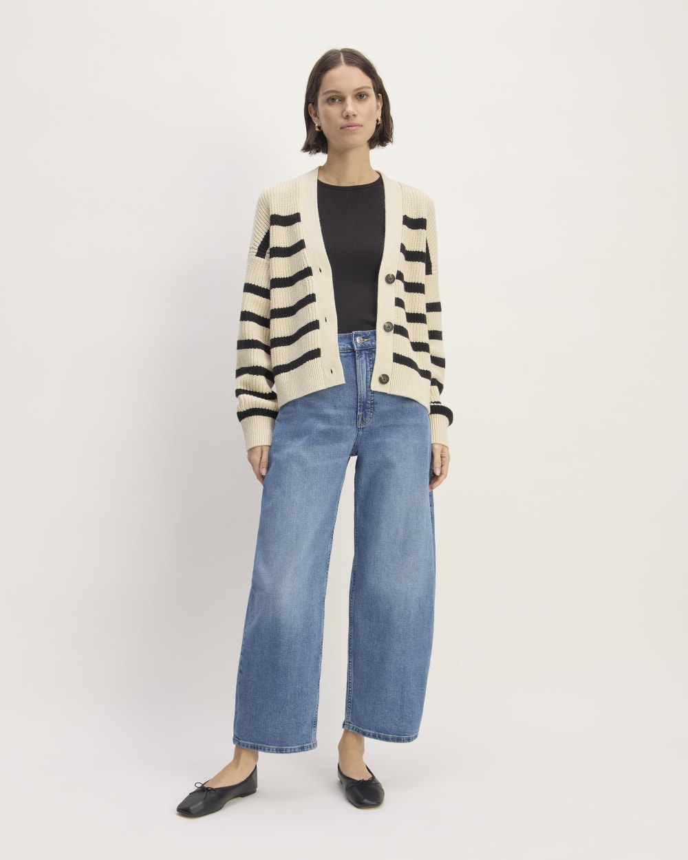 The Boxy Cardigan in Everyday Cotton | Canvas / Black