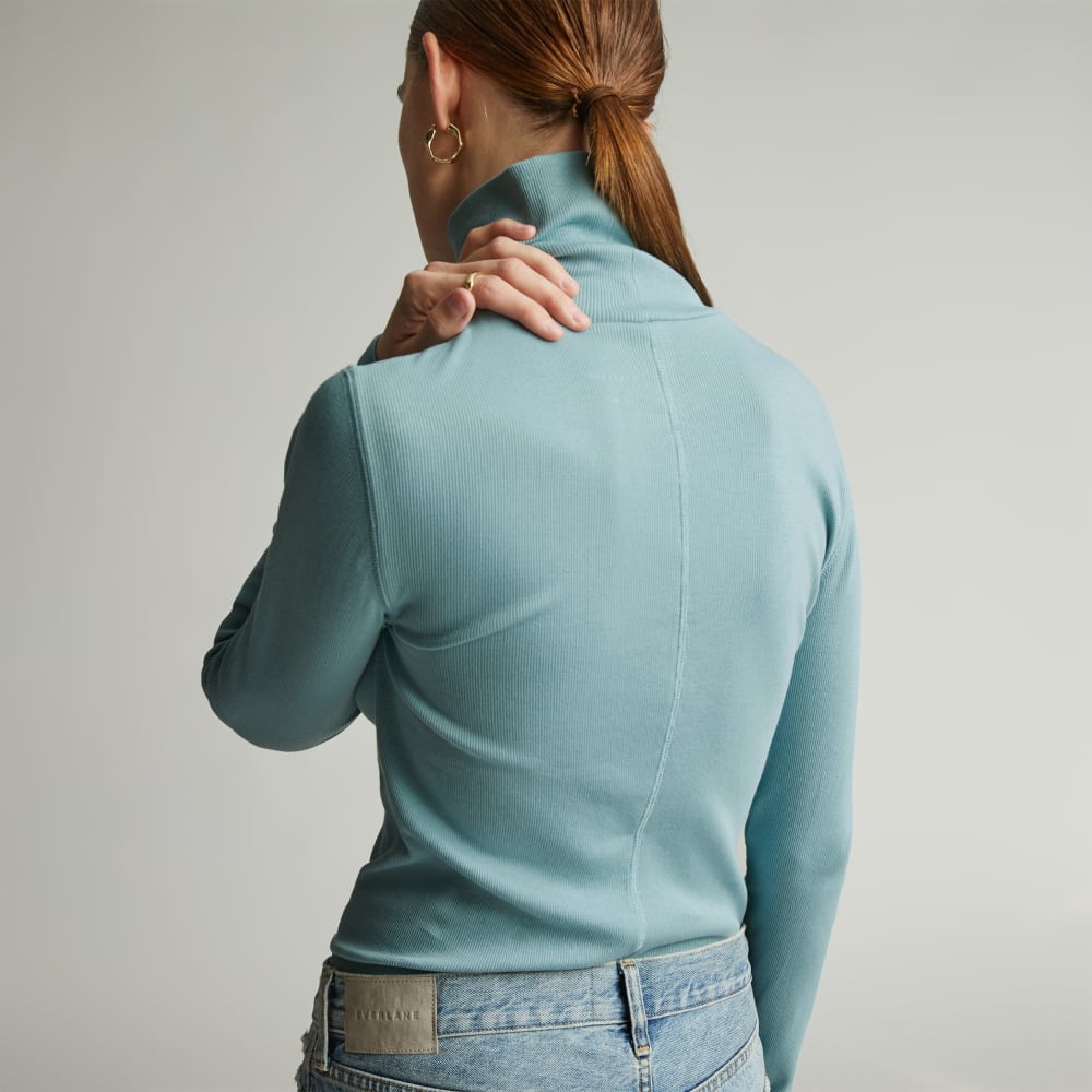 The Luxe Micro-Rib Turtleneck | Blue Shadow
