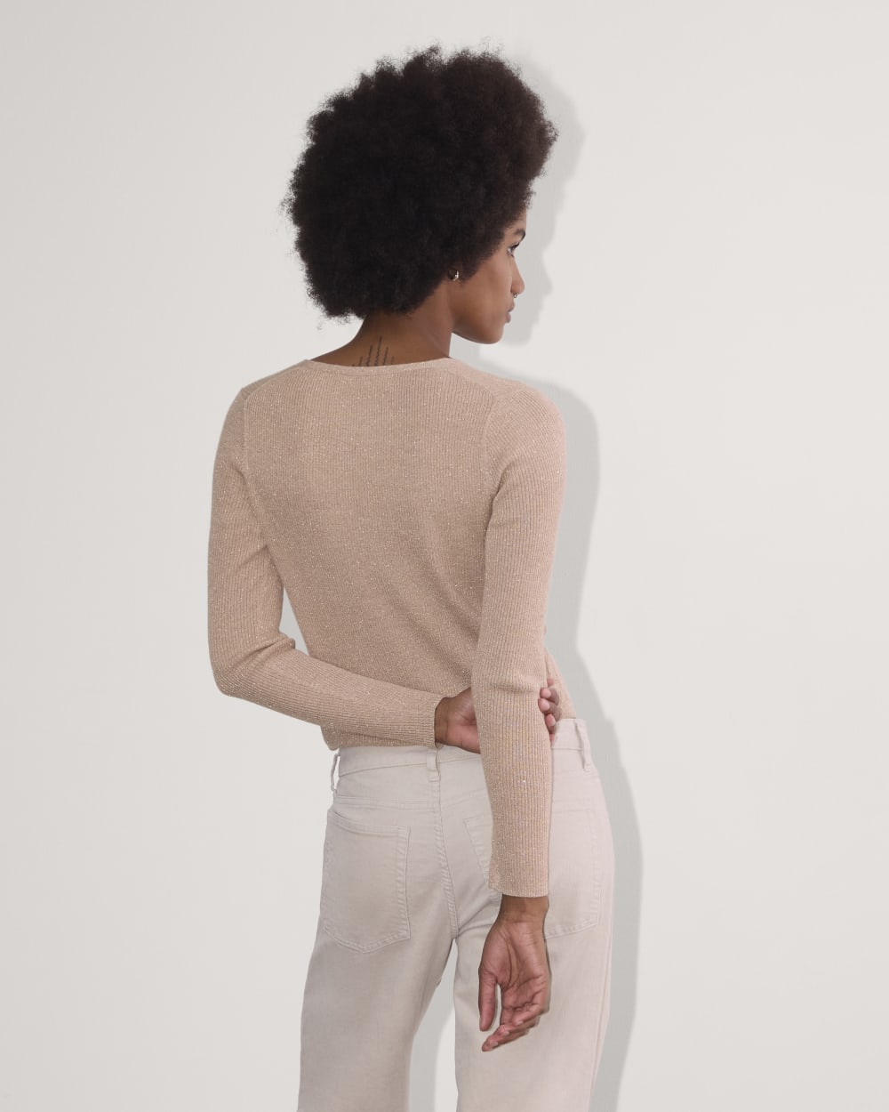 The Cardigan in Lurex Merino | Rose Gold