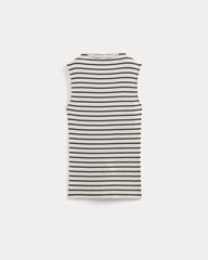 The Luxe Rib Funnel-Neck Tank | Bone / Black