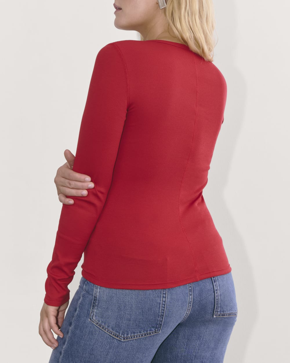 The Luxe Rib Long-Sleeve Crew | Berry Red