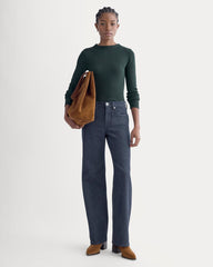 The Luxe Rib Funnel-Neck Tee | Heathered Dark Sea