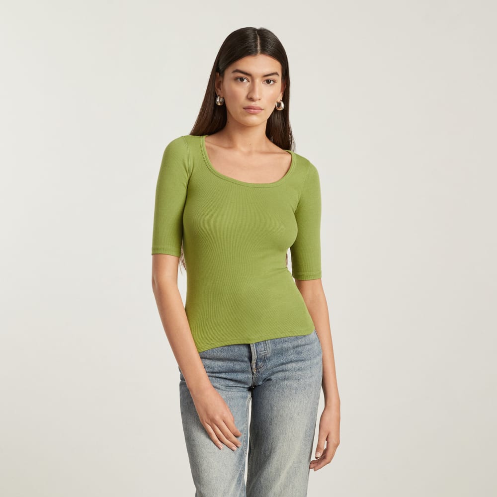The Luxe Micro-Rib Scoop-Neck Tee | Pepper