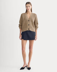 The Boxy Cardigan in Everyday Cotton | Dark Heathered Camel