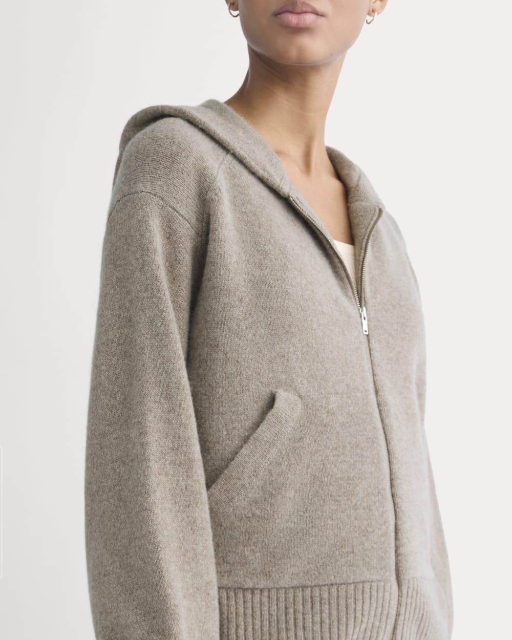 Full-Zip Hoodie in Wool Cashmere | Oatmeal