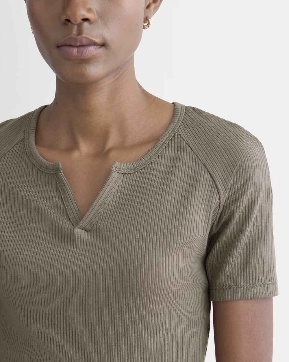 The Shimmy V-Neck Top | Taupe