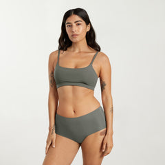 The Invisible Square-Neck Bralette | Pewter Green