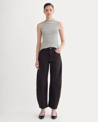 The Luxe Rib Funnel-Neck Tank | Bone / Black