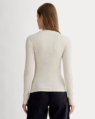The Luxe Rib Funnel-Neck Tee | Heathered Oat
