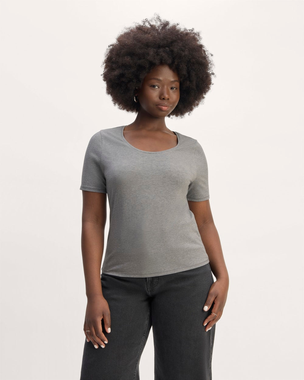 The Form Scoop-Neck Tee | Mid Heather Grey