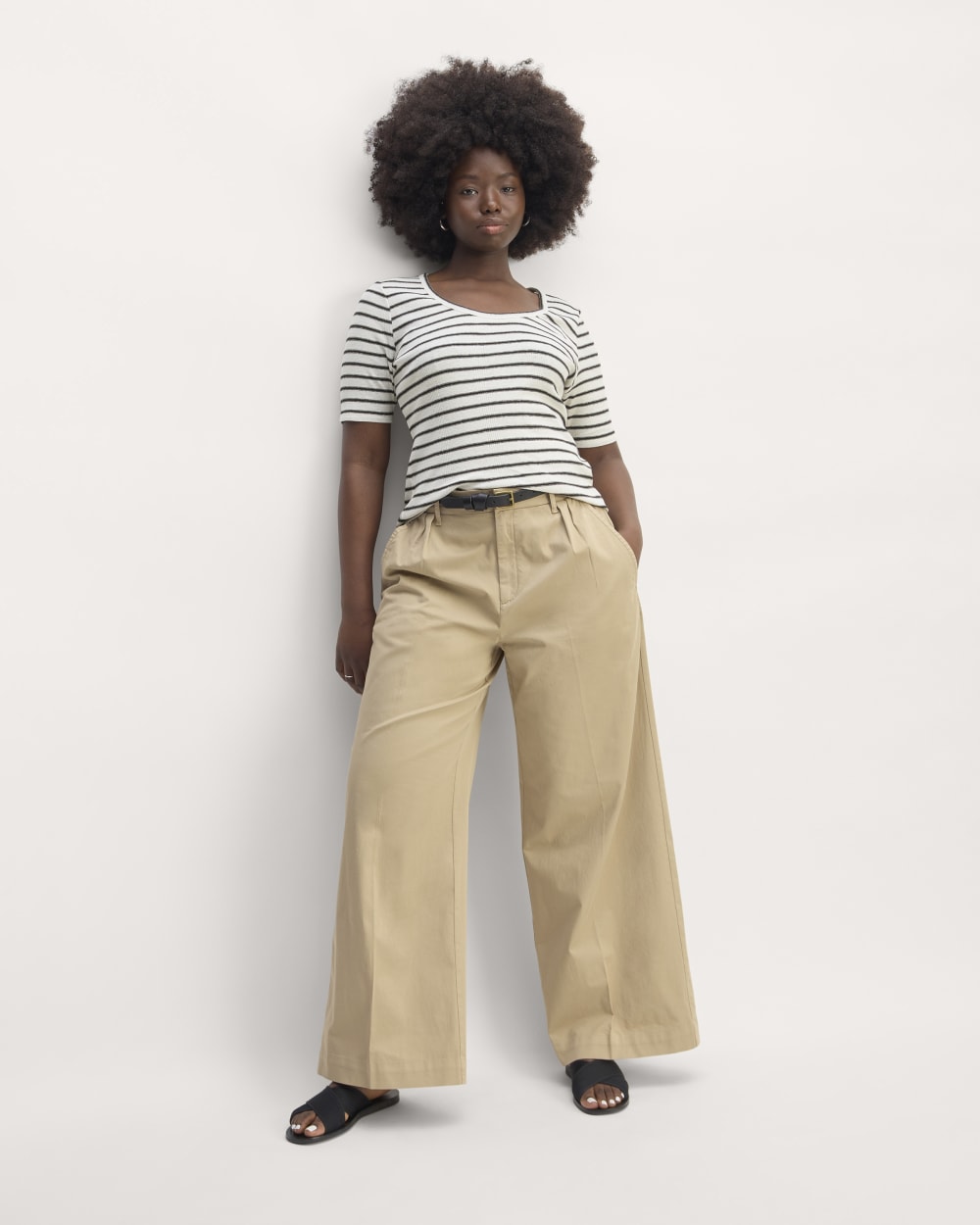 The Vintage Rib Scoop-Neck Top | Bone / Black