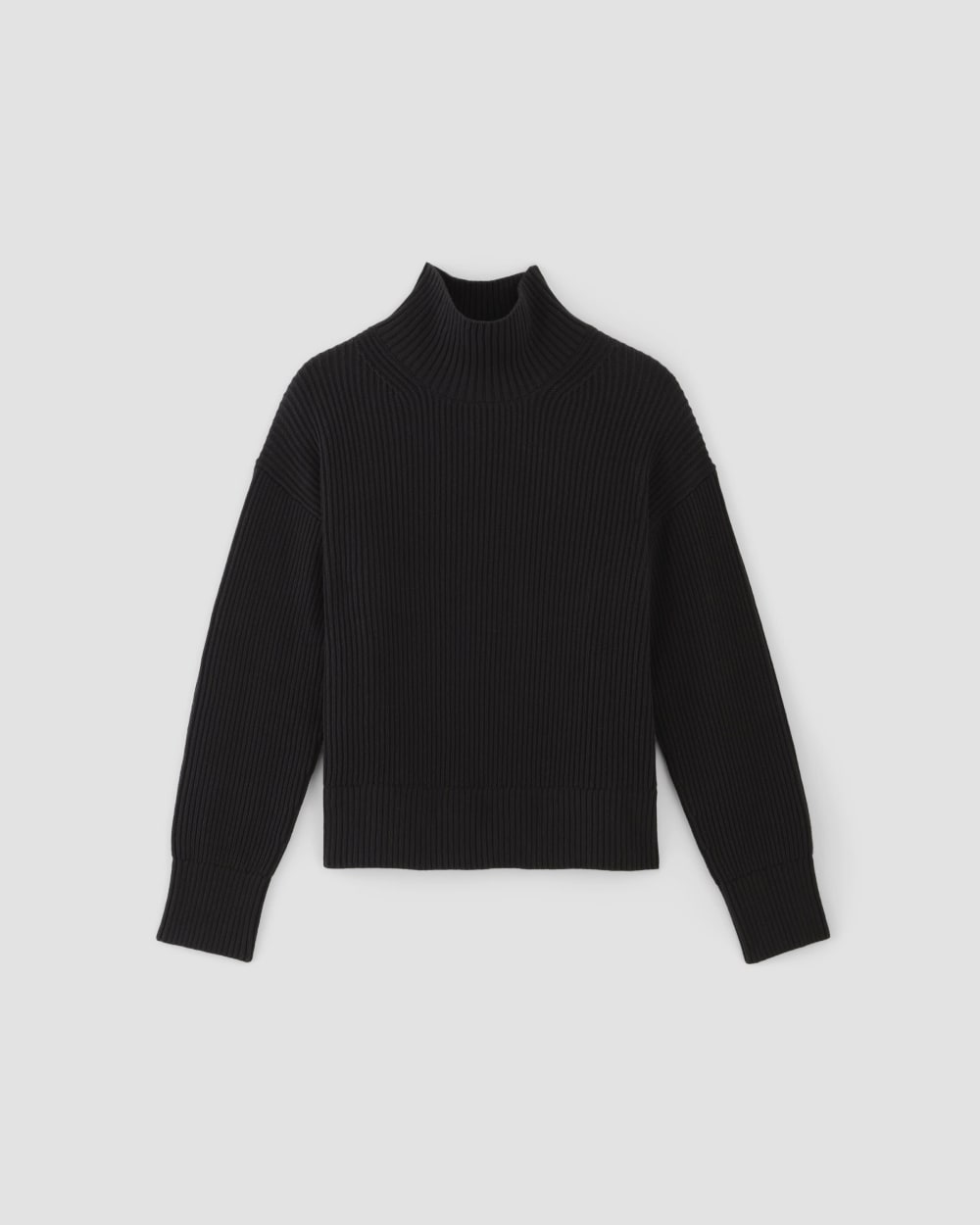 The Organic Cotton Ribbed Turtleneck | Black