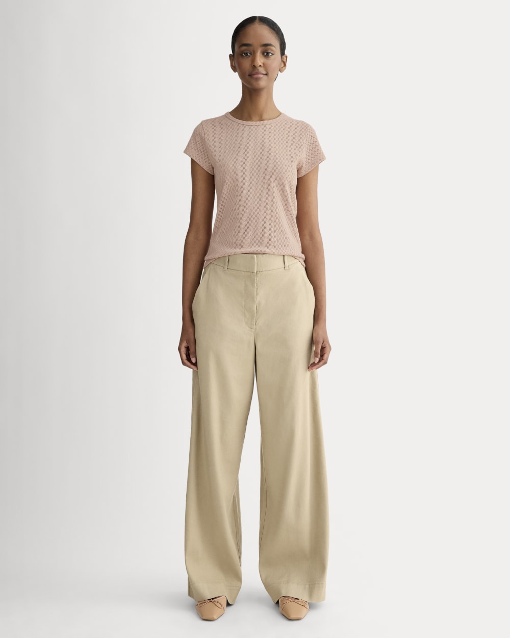 The Pointelle Short-Sleeve Tee | Rose Smoke