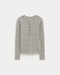 The Luxe Rib Henley | Bone / Black